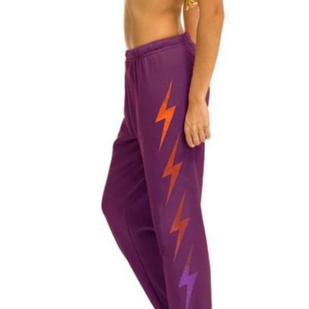 Aviator Nation Bolt Fade 4 Sweatpants purple with orange fade bolts